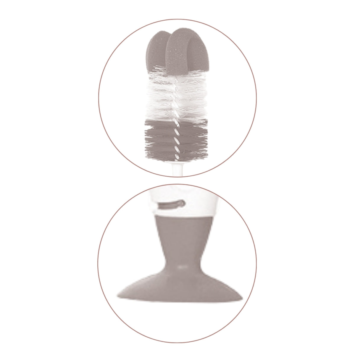 Babyono Cepillo limpia biberones botellas y tetinas con ventosa