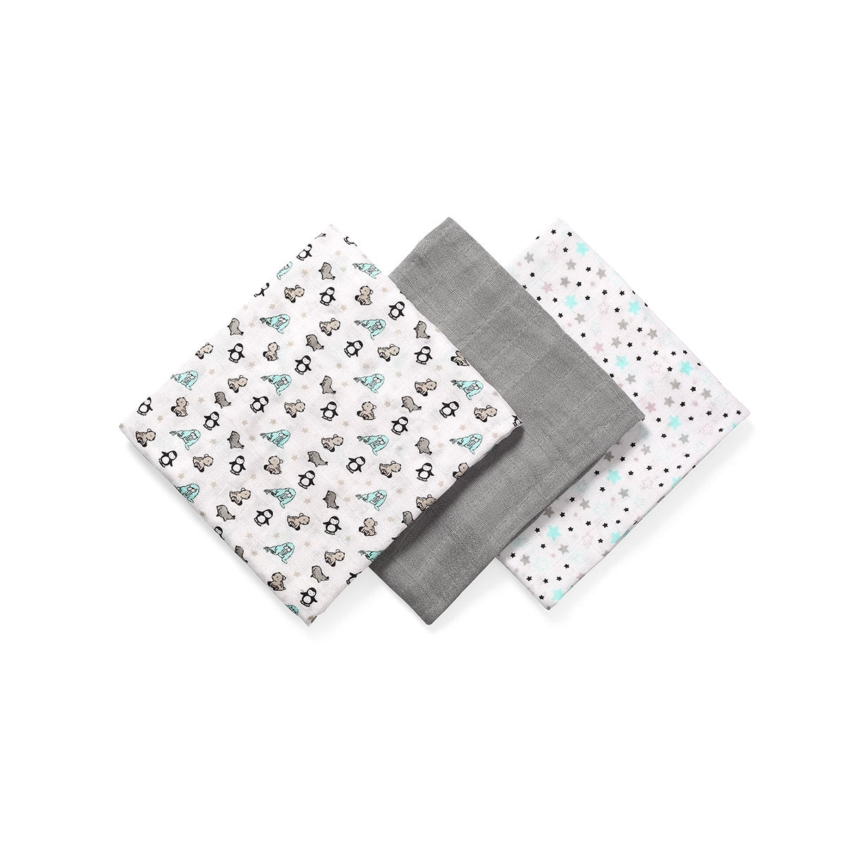 Babyono Pack 3 muselinas Basic bambú organico 70x70 cm