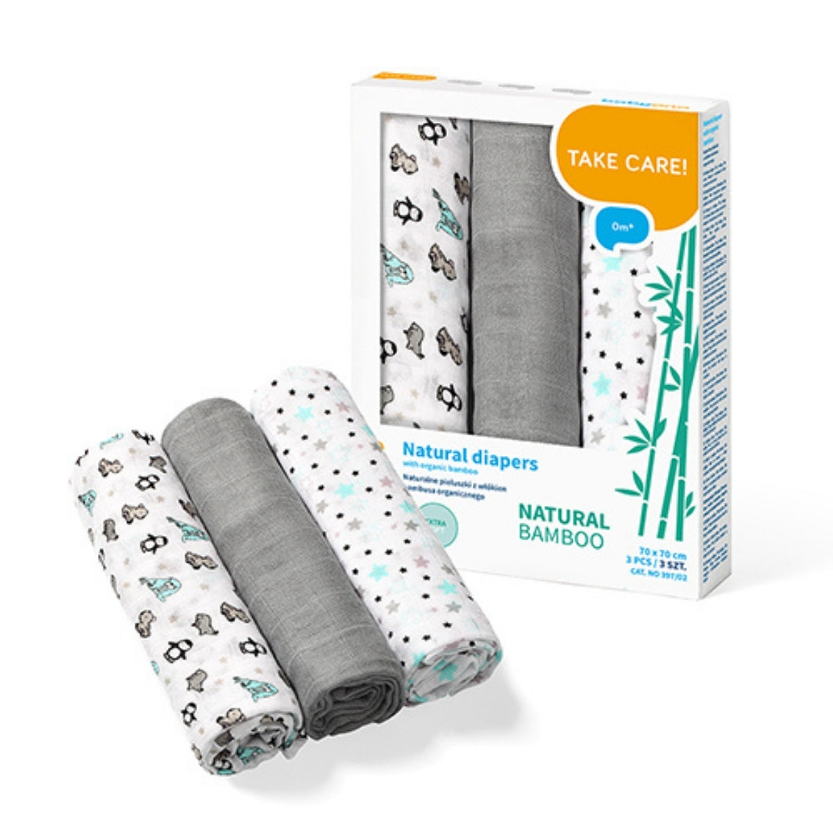 Babyono Pack 3 muselinas Basic bambú organico 70x70 cm