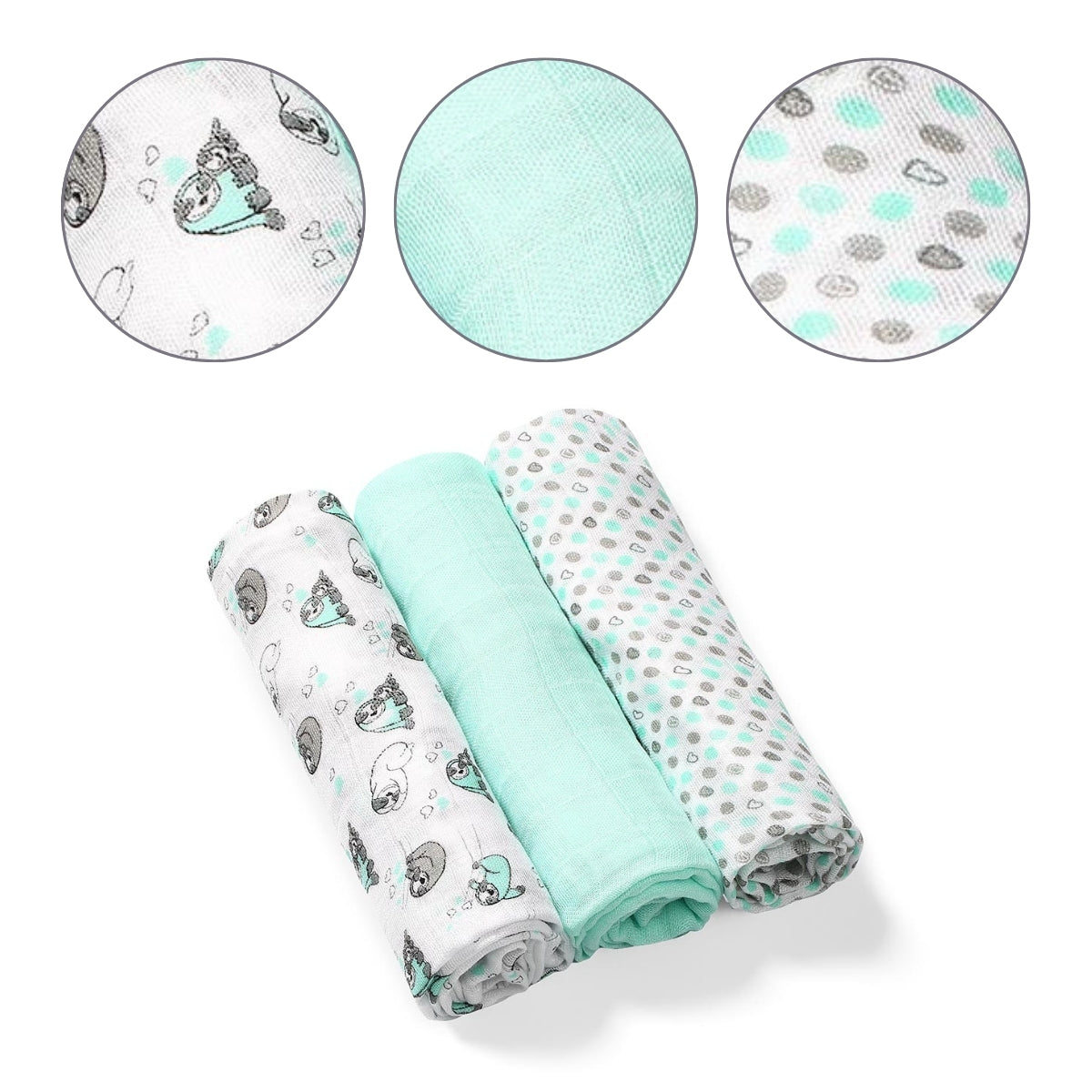 Babyono Pack 3 muselinas Basic bambú organico 70x70 cm