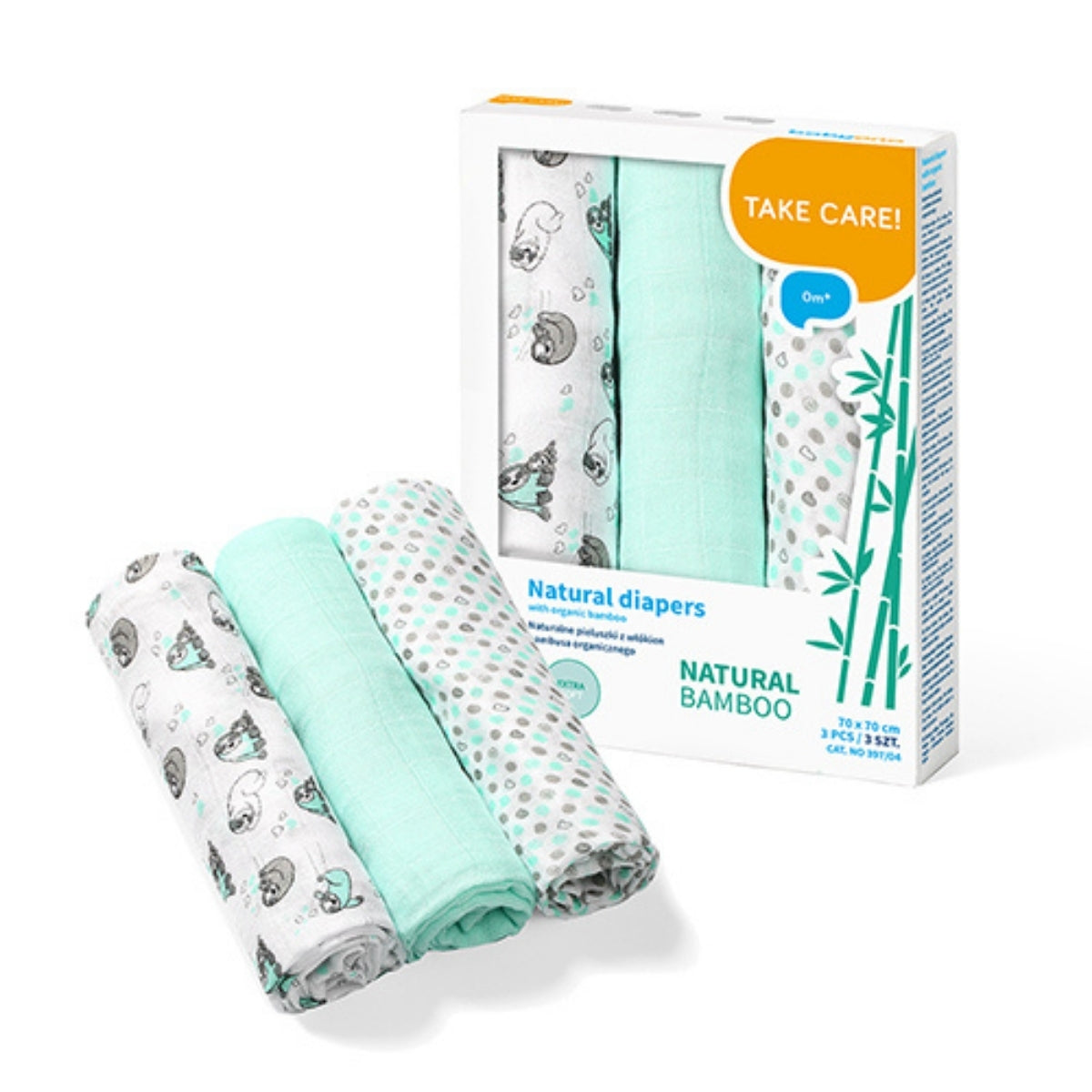 Babyono Pack 3 muselinas Basic bambú organico 70x70 cm