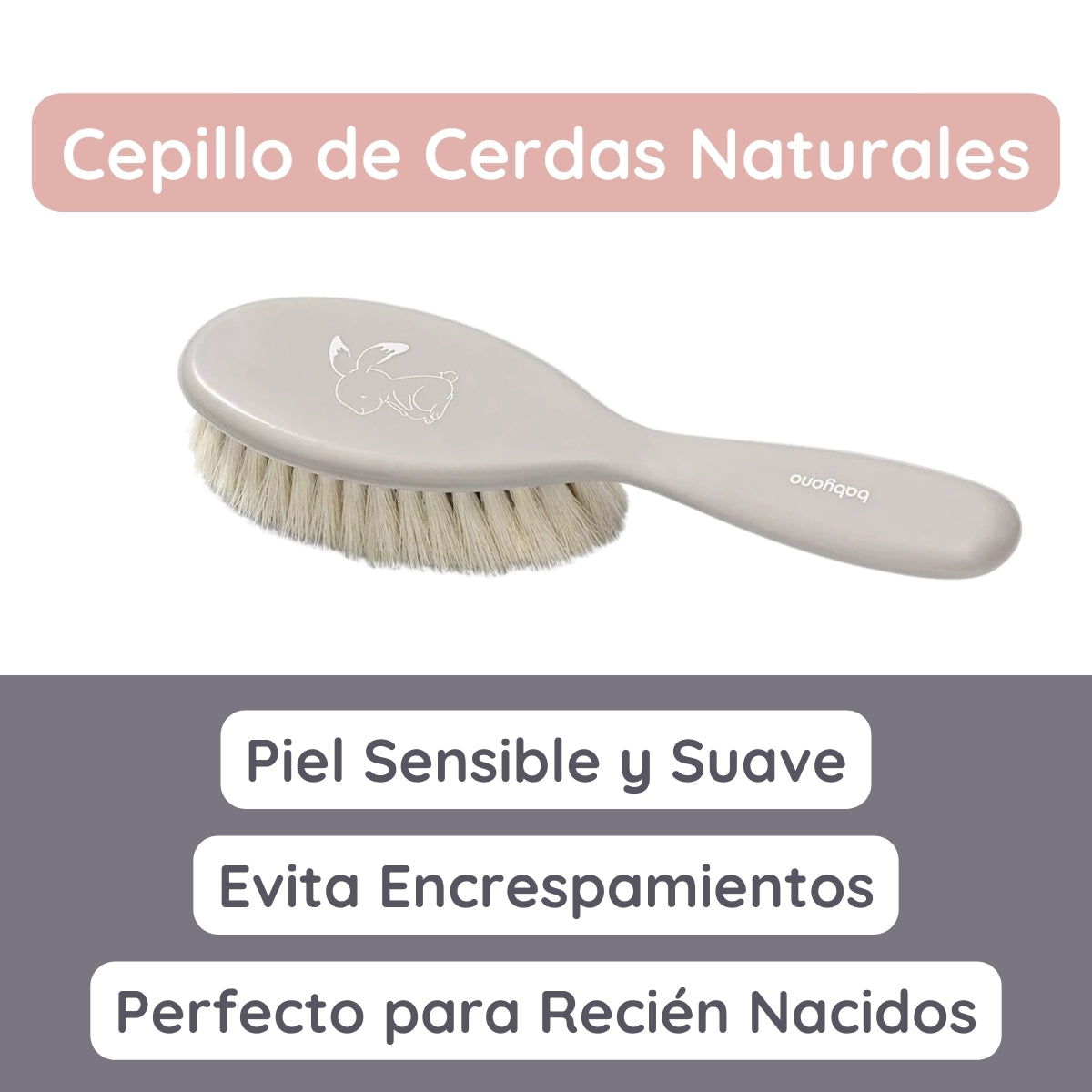Babyono Set Cepillo y Peine con cerdas naturales extra suaves