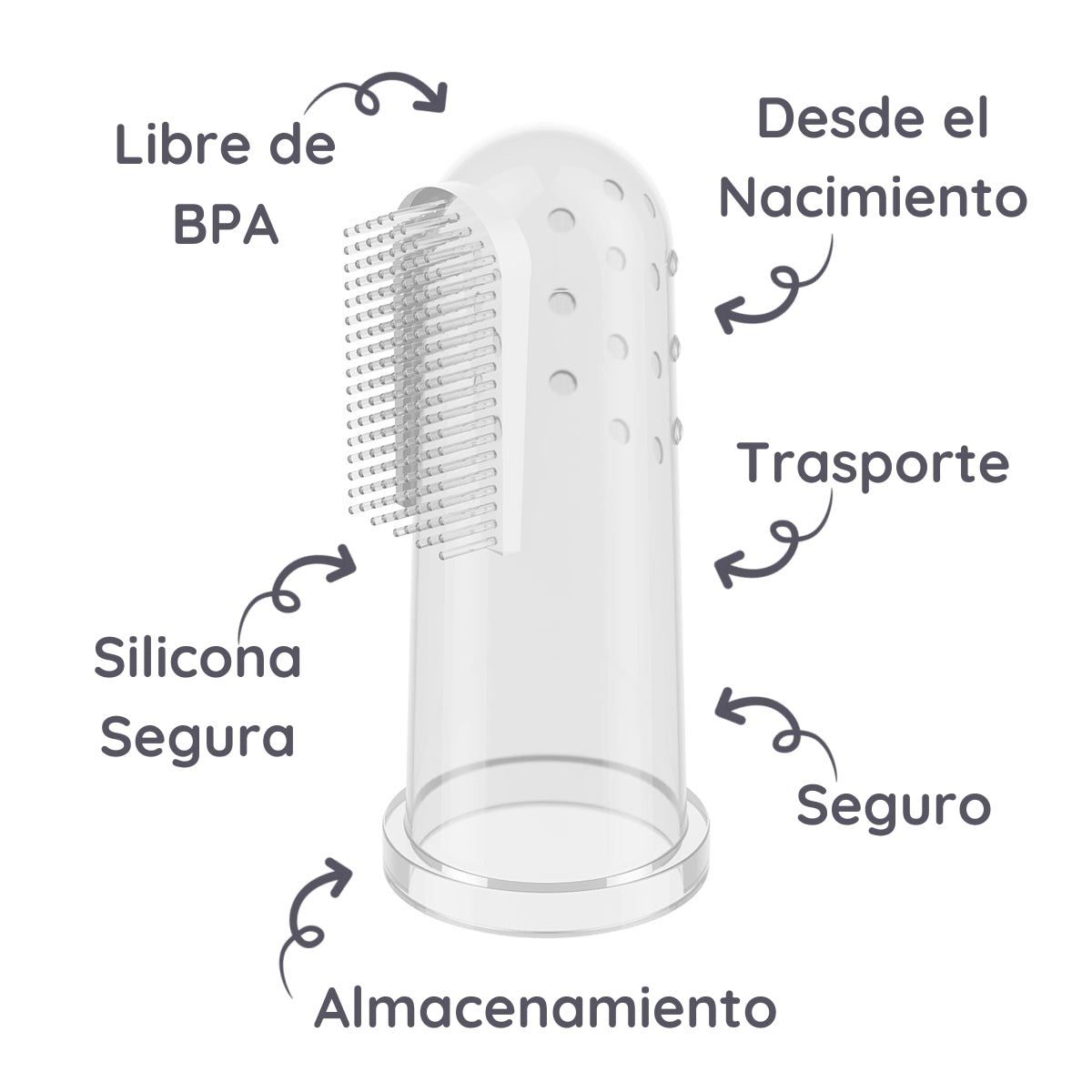 Babyono Cepillo dedal de silicona con estuche