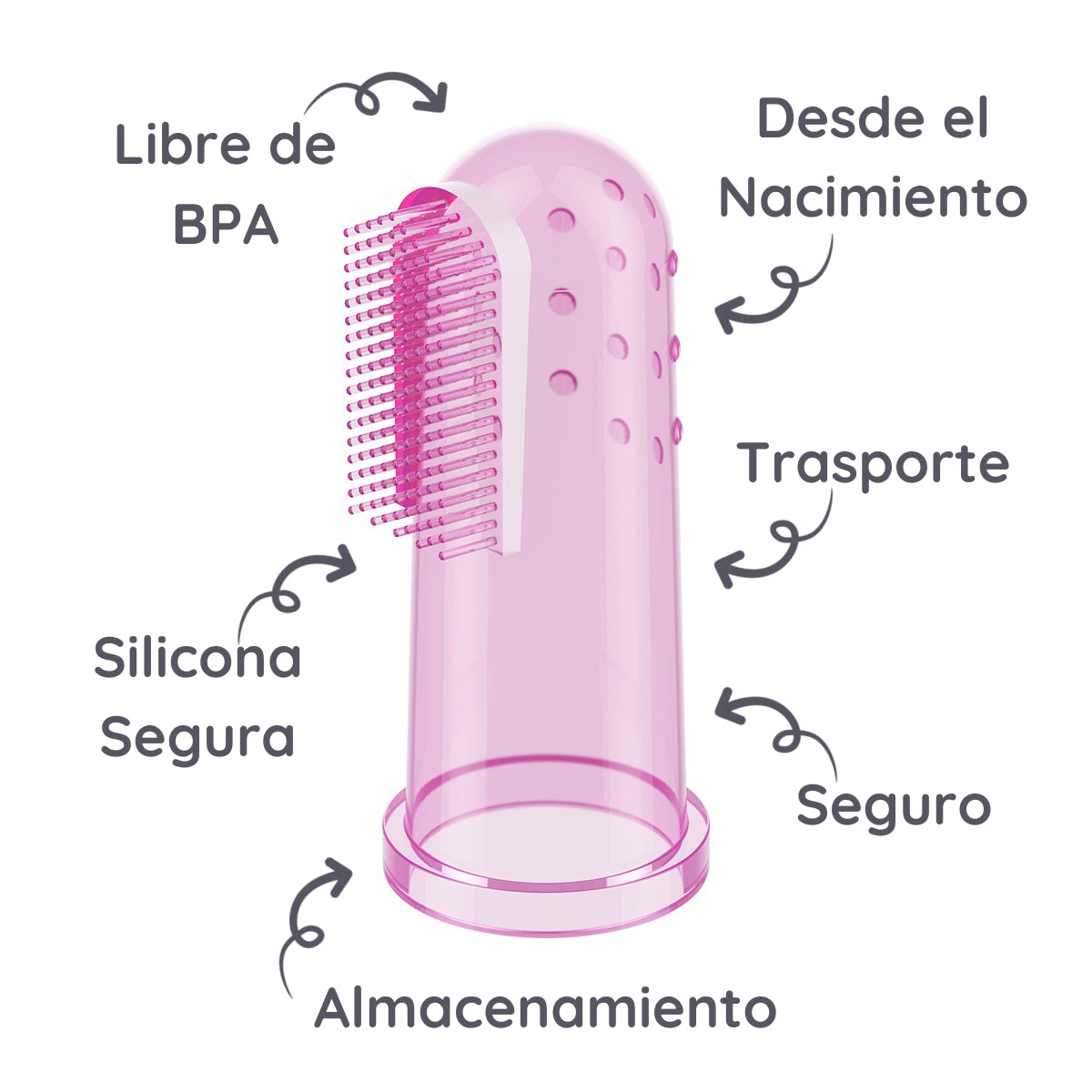 Babyono Cepillo dedal de silicona con estuche