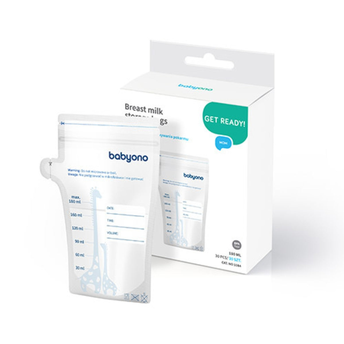 Babyono Bolsitas para la leche materna o alimentos 180ml 30 unid.
