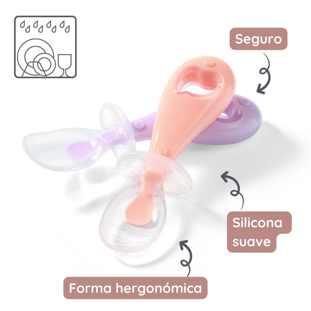 Babyono Set 2 cucharas de silicona de seguridad