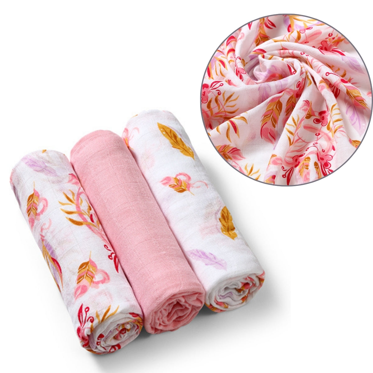 Babyono Pack 3 muselinas Natural bambú organico 70x70 cm