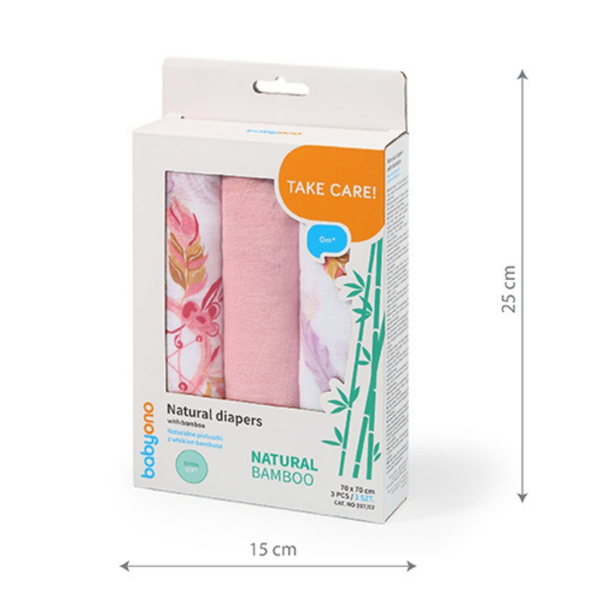 Babyono Pack 3 muselinas Natural bambú organico 70x70 cm