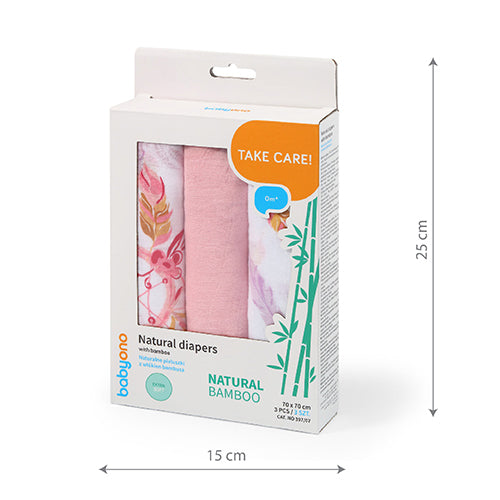 Babyono Pack 3 muselinas Natural bambú organico 70x70 cm
