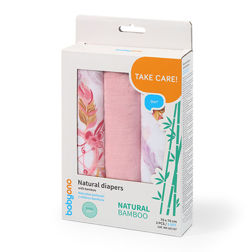 Babyono Pack 3 muselinas Natural bambú organico 70x70 cm