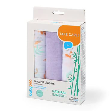Babyono Pack 3 muselinas Natural bambú organico 70x70 cm
