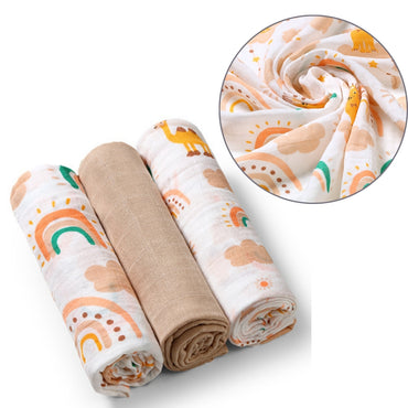 Babyono Pack 3 muselinas Natural algodón 70x70 cm