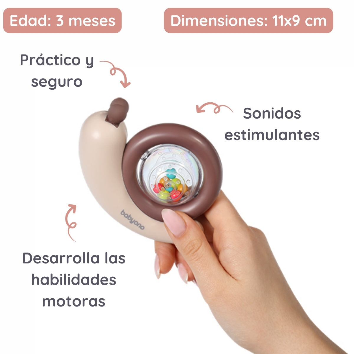Babyono Sonajero fácil agarre para bebés 3m+