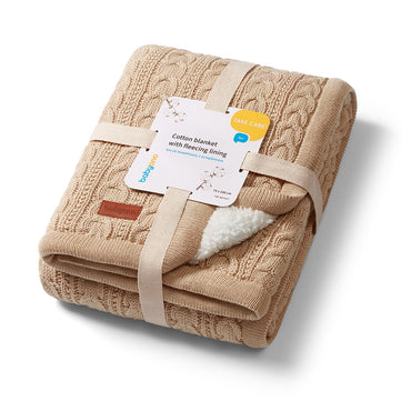 Babyono Manta de algodón trenzada con borreguito