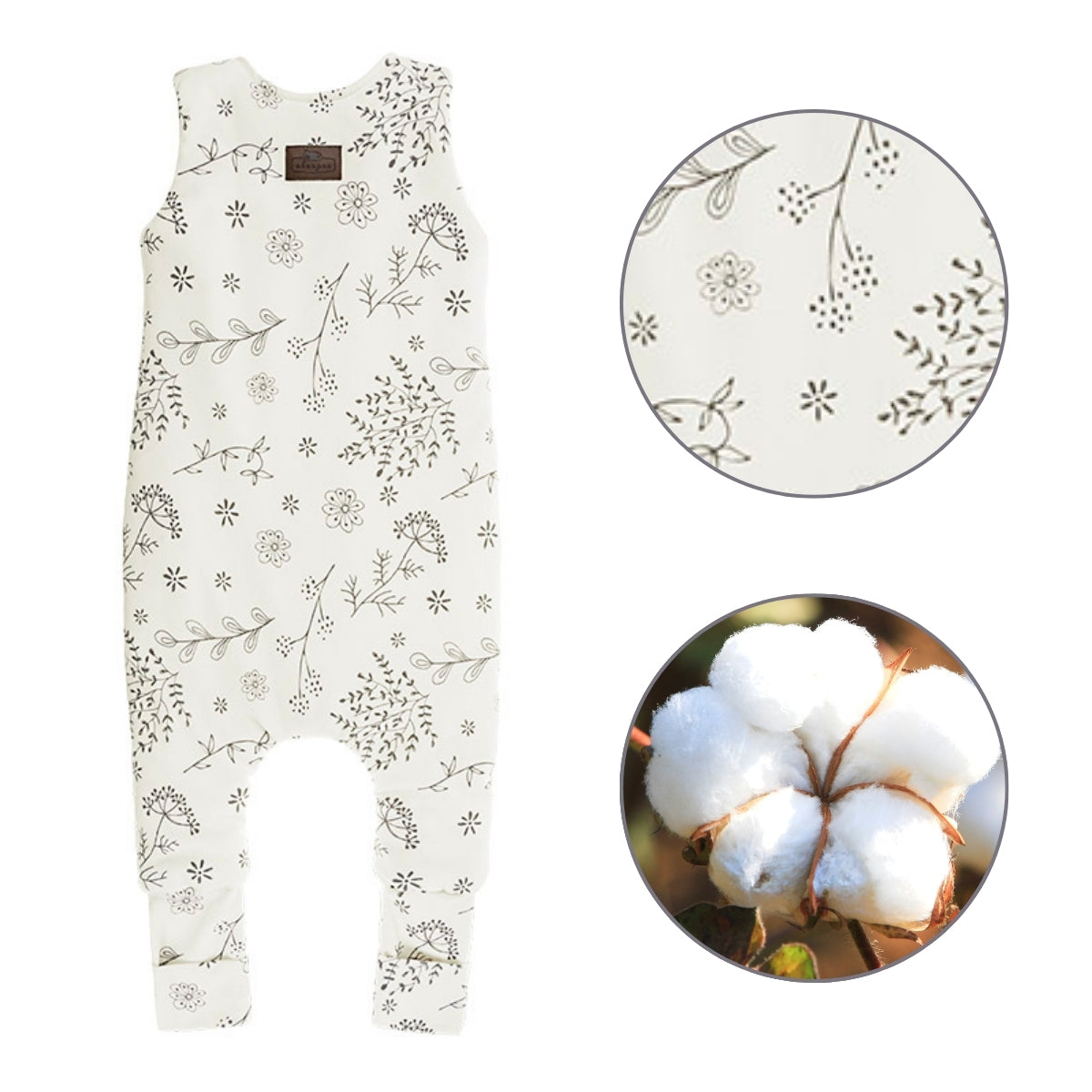 Bloom Saco de dormir con pies Reversible T-S jersey algodón
