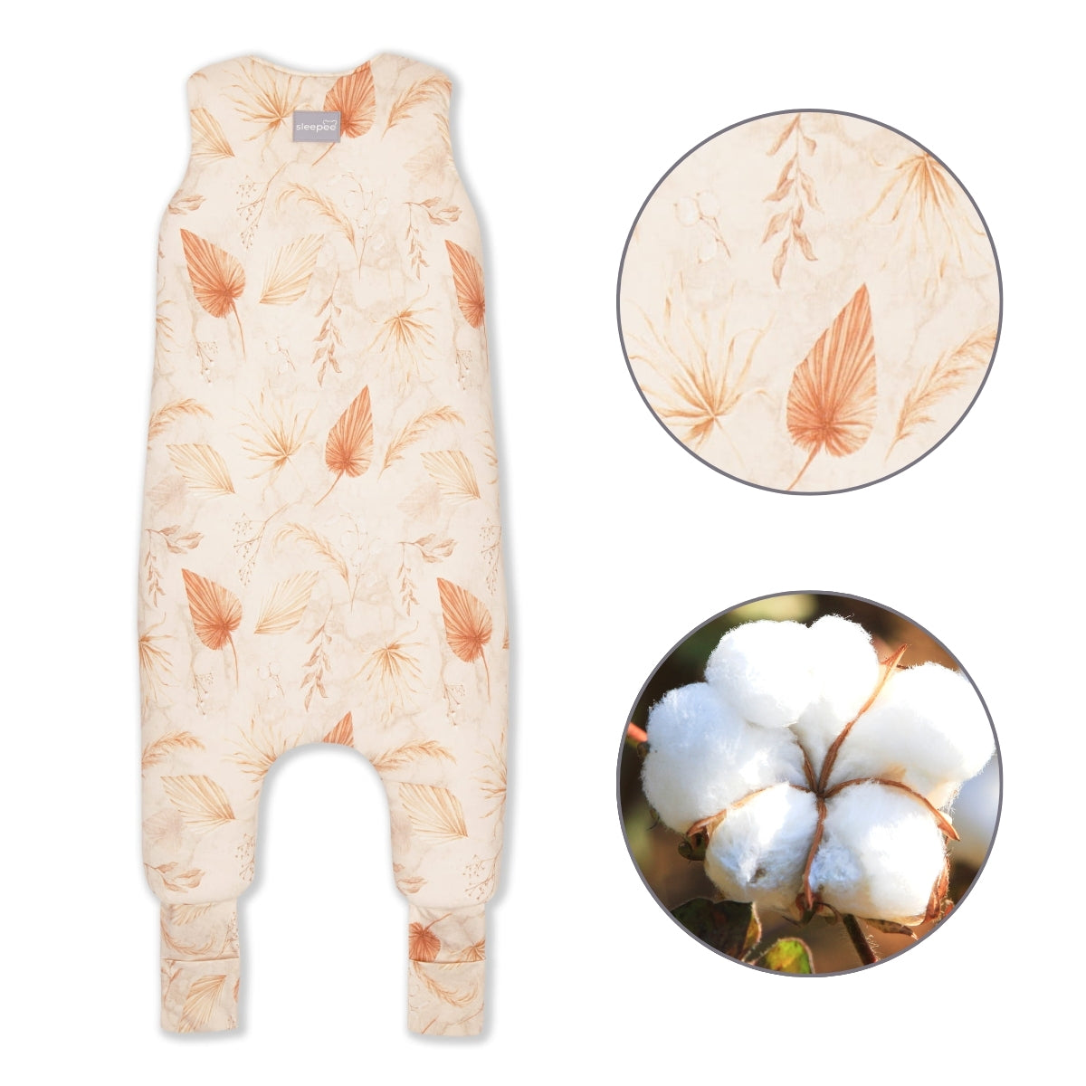 Bohemian Saco de dormir con pies Reversible T-M jersey algodón