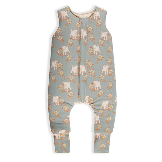 Vintage Animals Saco de dormir con pies Reversible T-XS jersey algodón