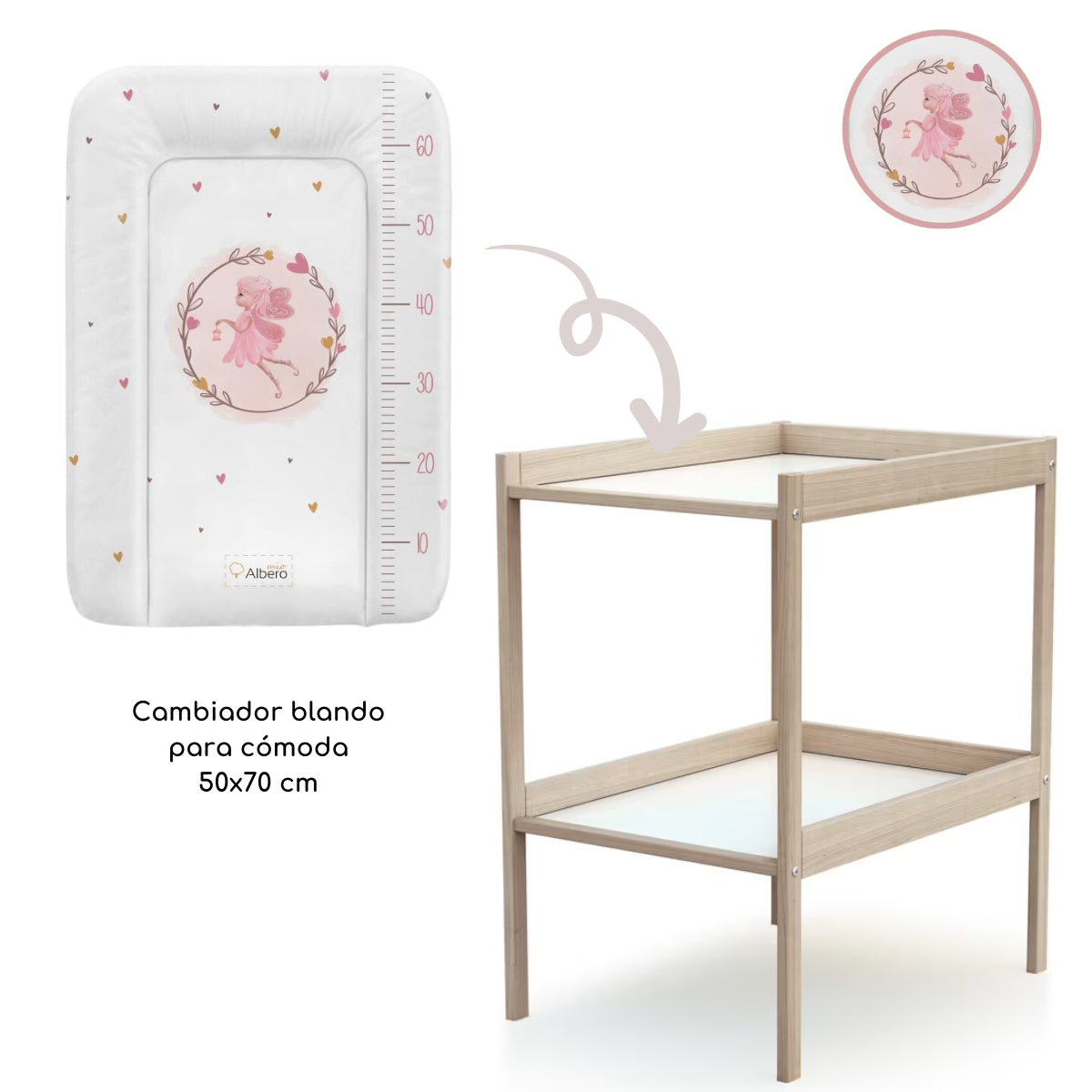 Basic Cambiador blando para cómoda 70x50 cm
