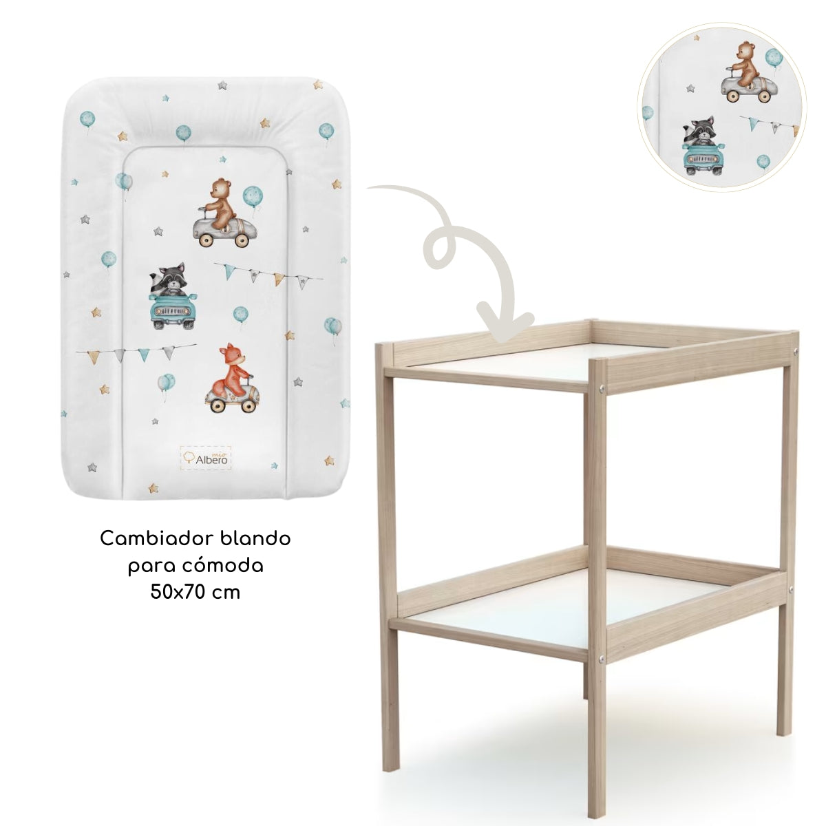 Basic Cambiador blando para cómoda 70x50 cm