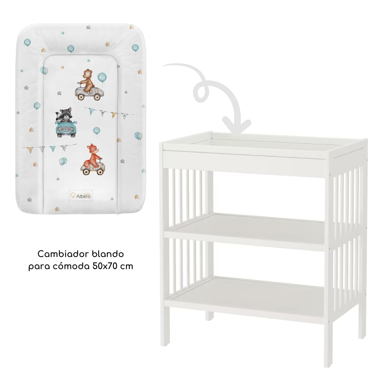 Basic Cambiador blando para cómoda 70x50 cm