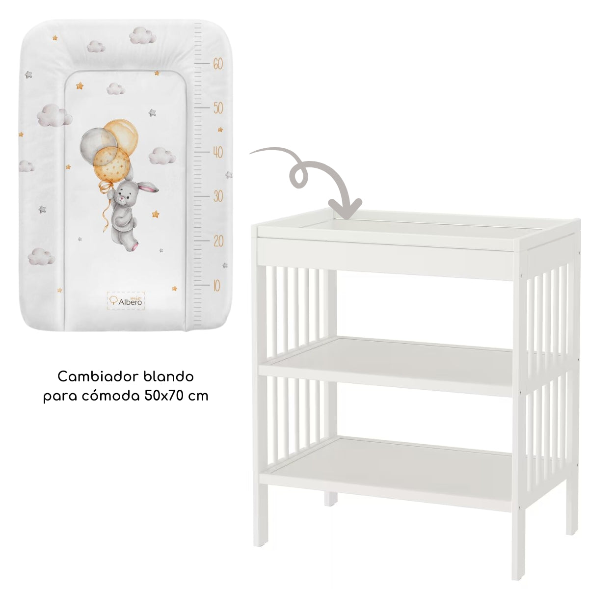 Basic Cambiador blando para cómoda 70x50 cm