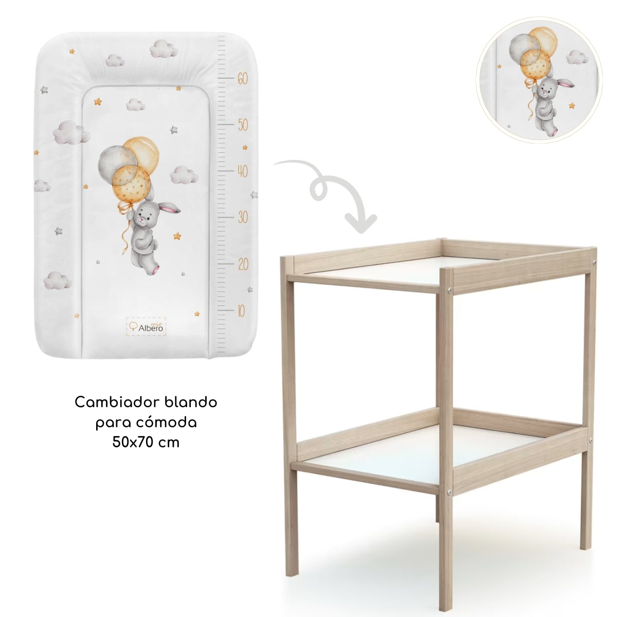 Basic Cambiador blando para cómoda 70x50 cm