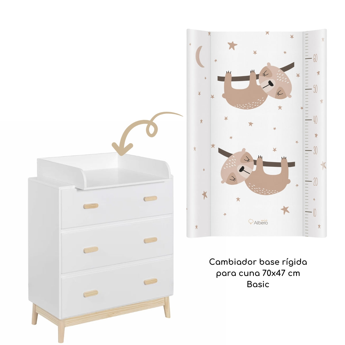 Basic Cambiador base rígida 70x47cm Cuna y Cómoda 2 en 1