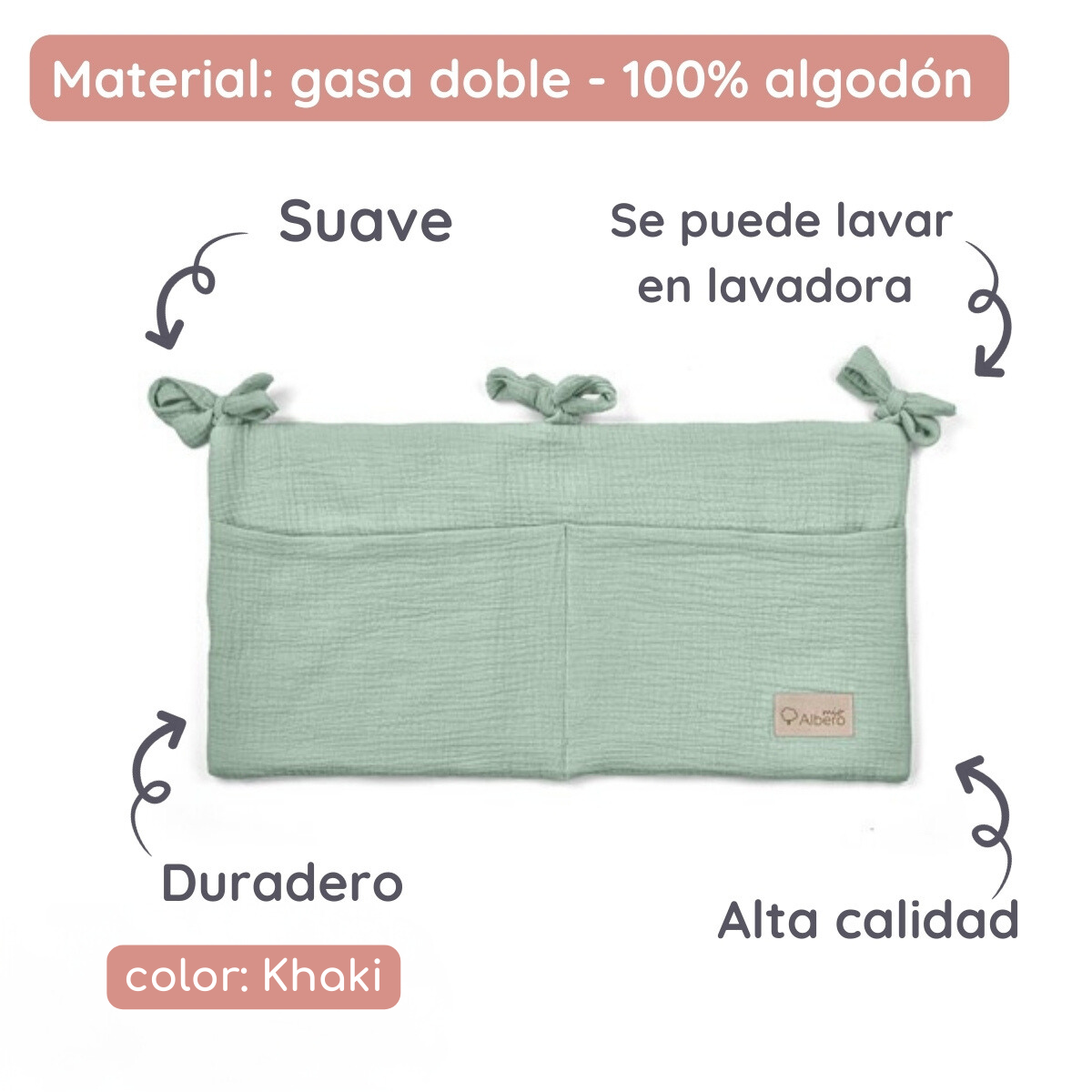 Cotton Color Organizador de cuna con compartimentos Muselina
