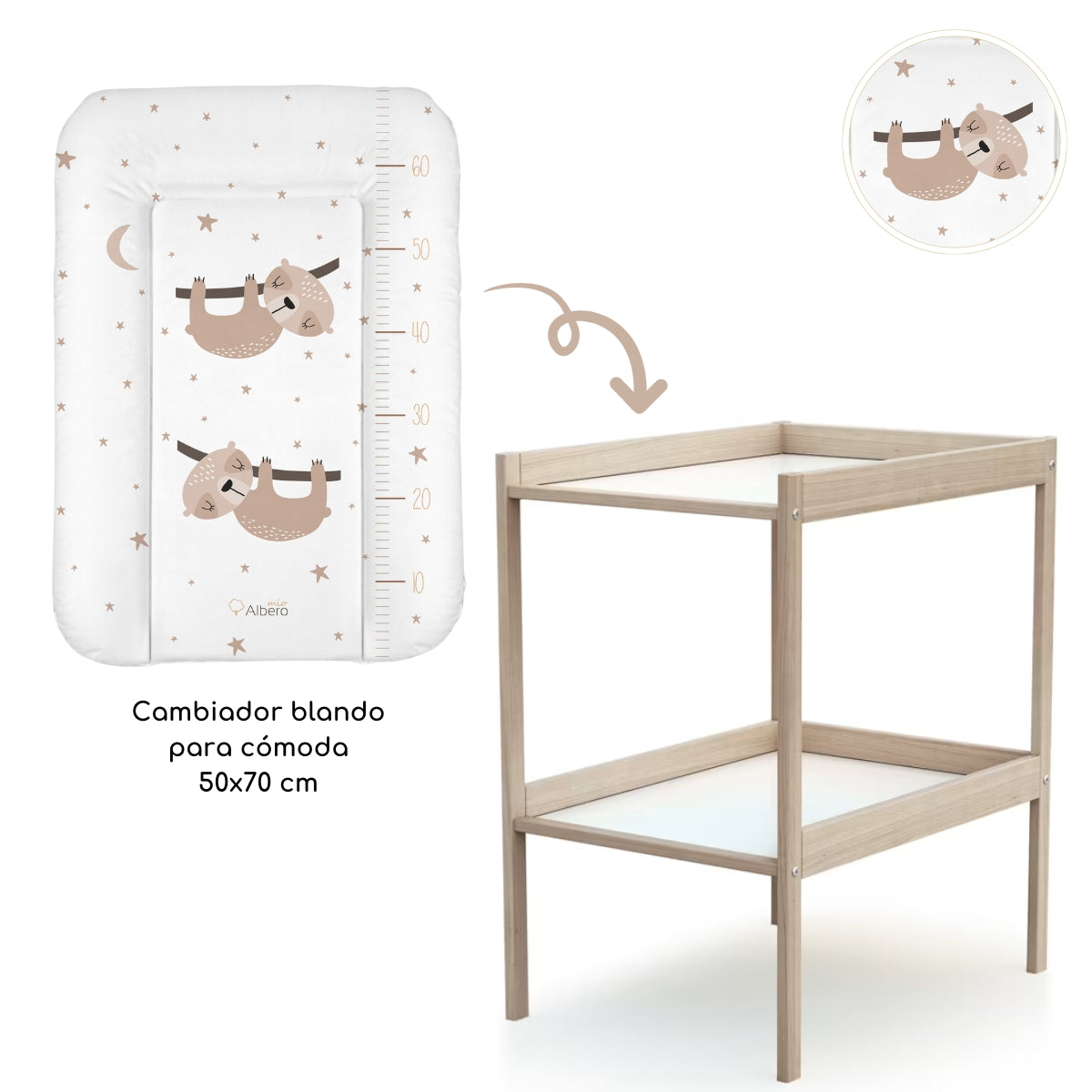 Basic Cambiador blando para cómoda 70x50 cm