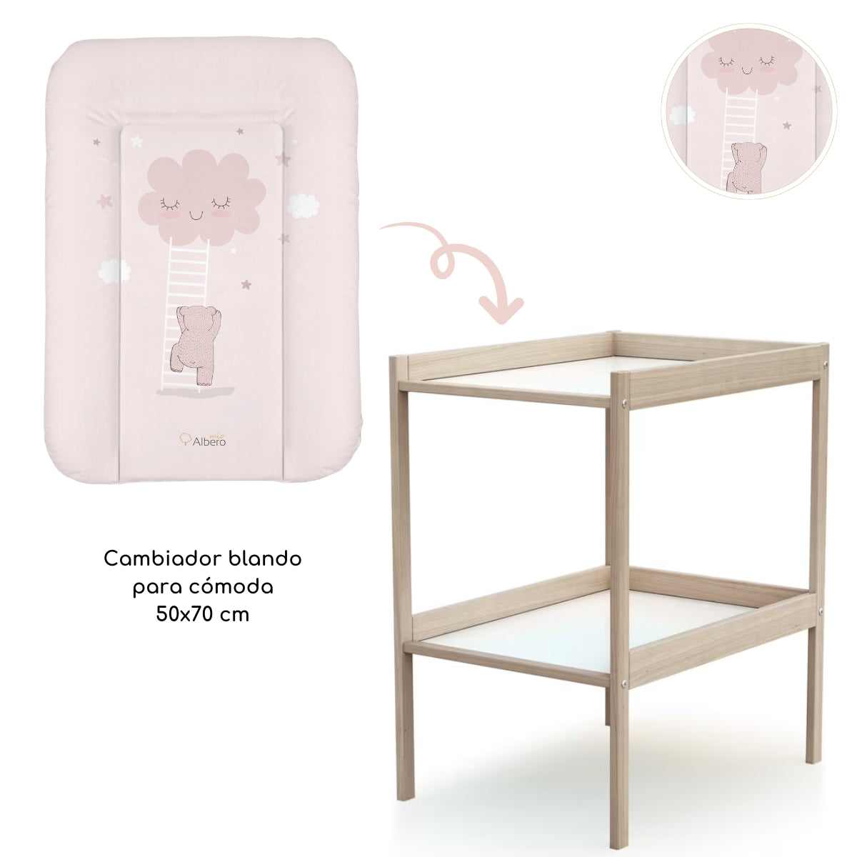 Basic Cambiador blando para cómoda 70x50 cm