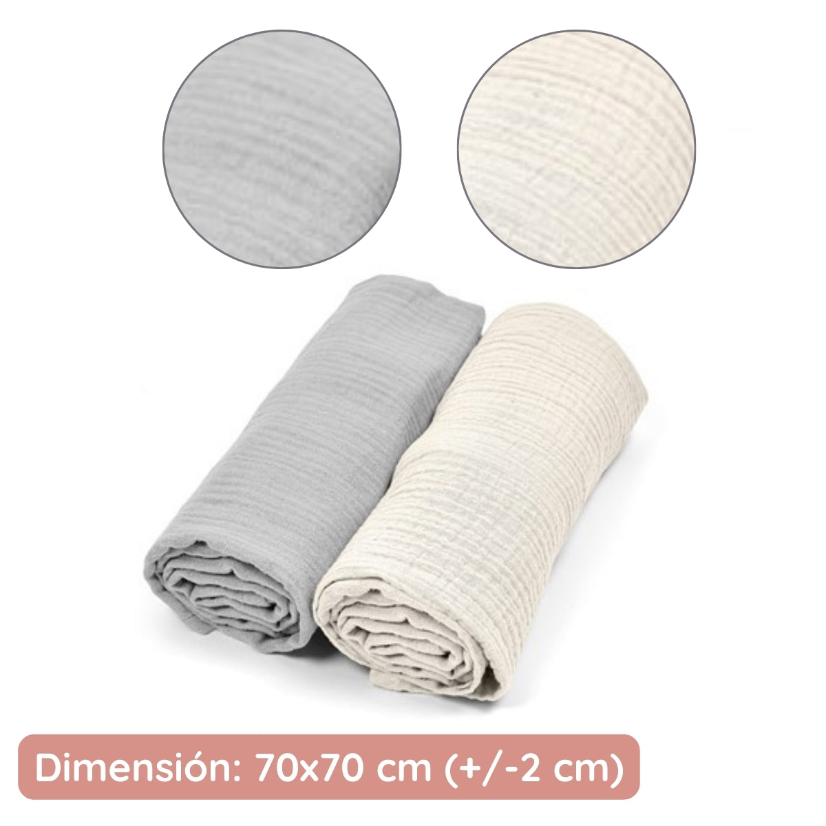 Cotton Color Pack 2 muselinas de algodón 70x70 para bebé Cotton Color