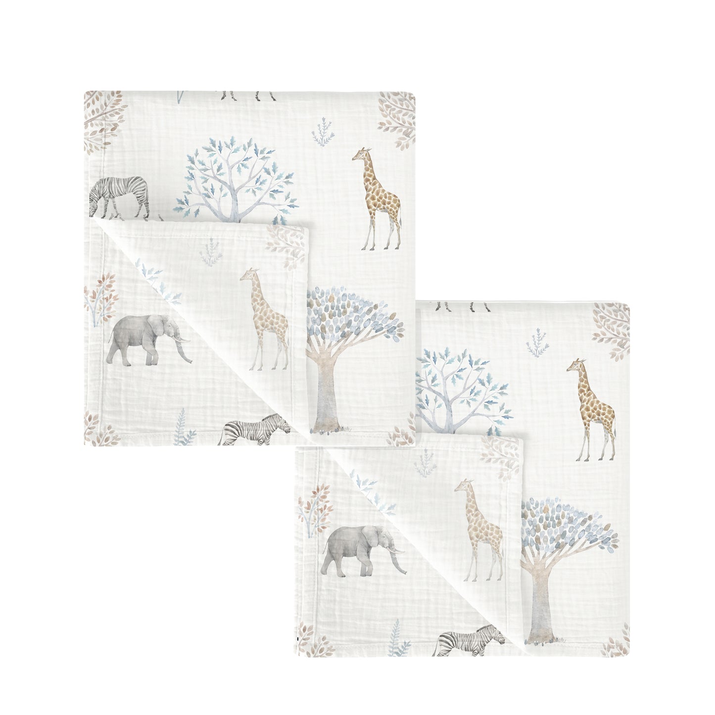 Tanzania Set 2 gasitas de muselina bebe 60x60 cm