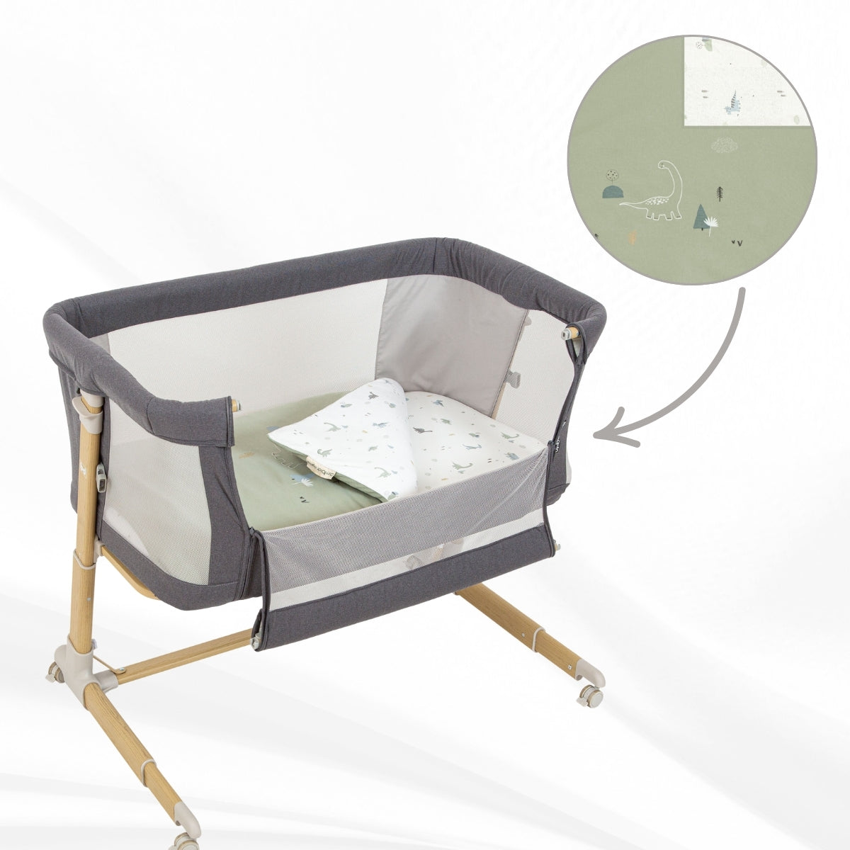 Trex minicuna colecho efecto madera con funda nórdica