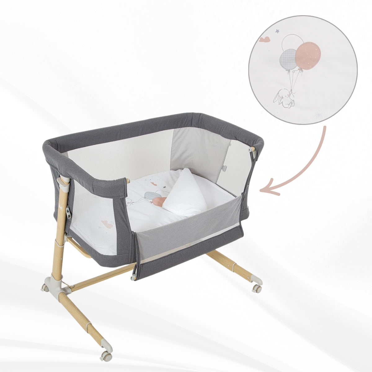 Jolie minicuna colecho efecto madera con funda nórdica