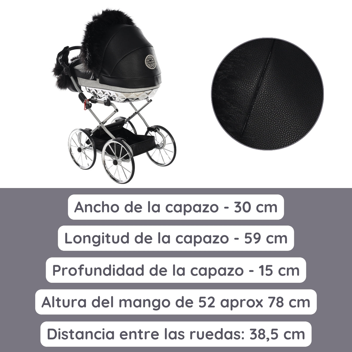 Junama Carro de muñecas Hand Craft Glitter Satin