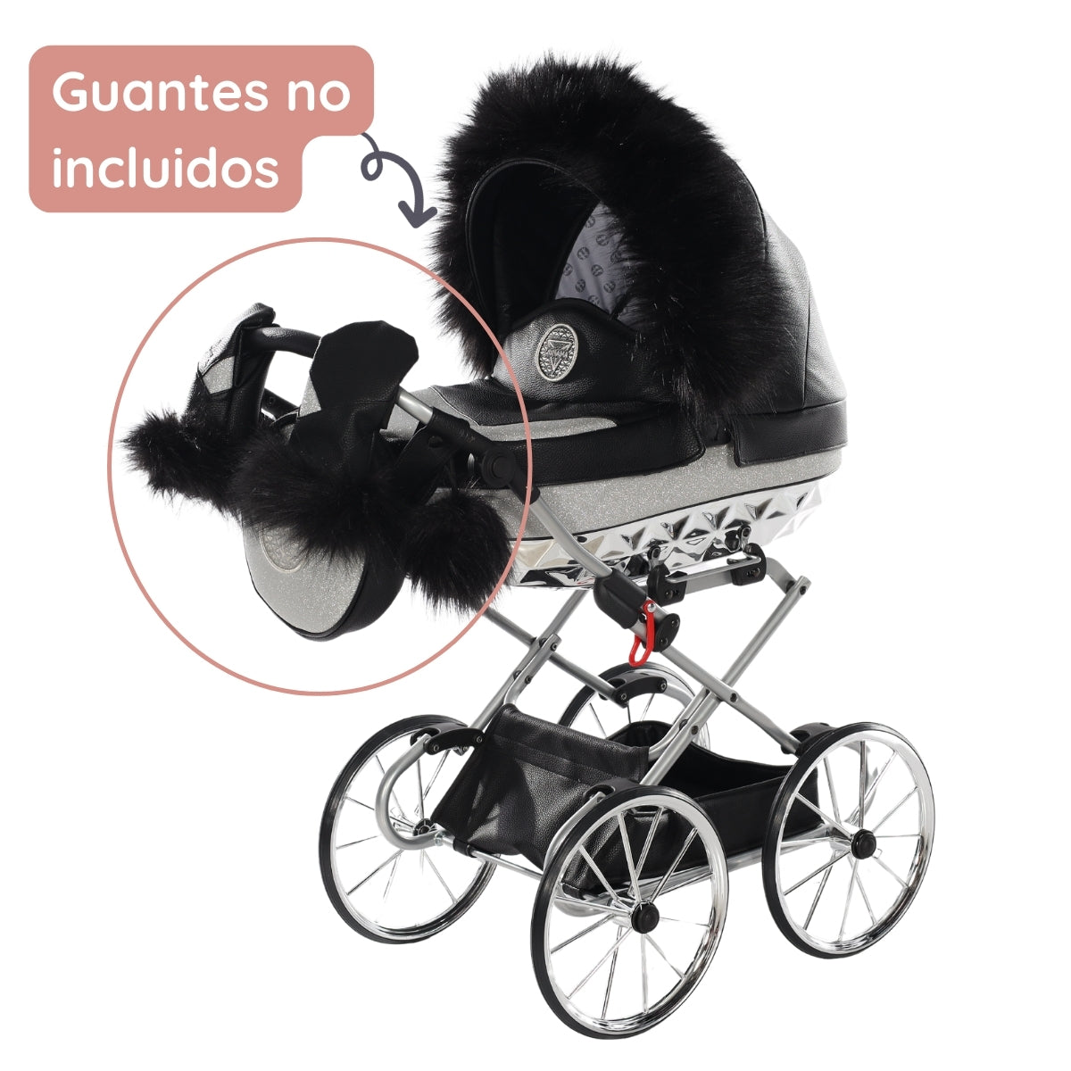 Junama Carro de muñecas Hand Craft Glitter Satin