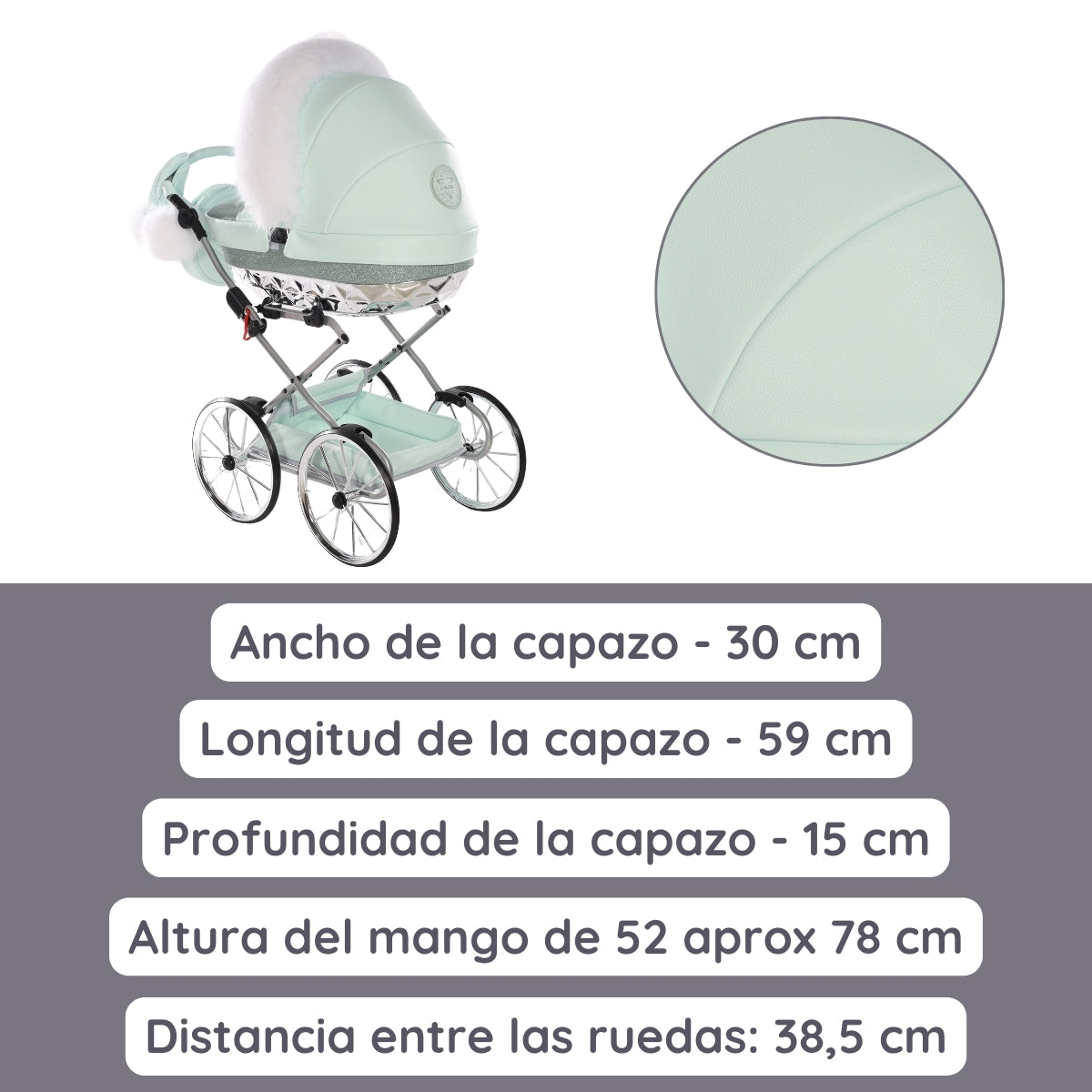 Junama Carro de muñecas Hand Craft Glitter Satin