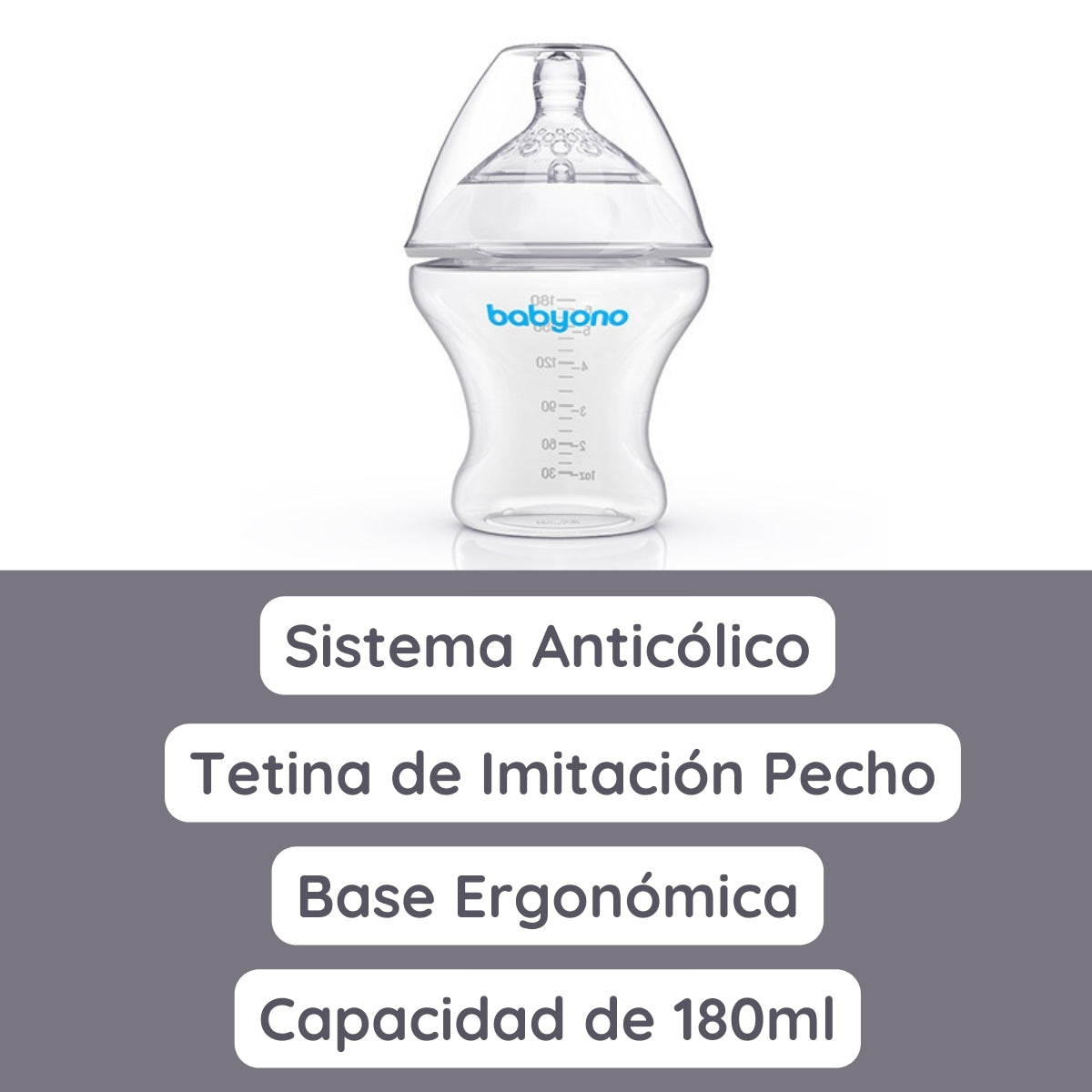 Babyono Biberón anticólico imitación pecho Natural Nursing