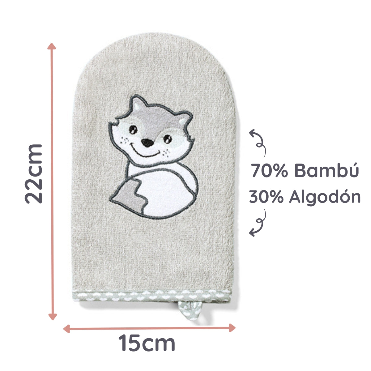Babyono Manopla de bamboo y algodón para bebés