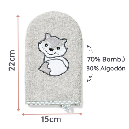 Babyono Manopla de bamboo y algodón para bebés