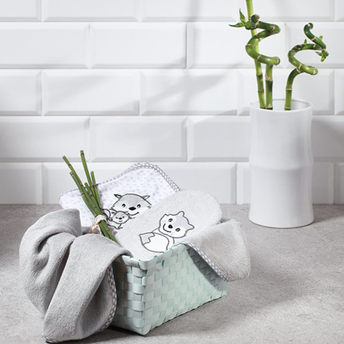 Babyono Manopla de bamboo y algodón para bebés