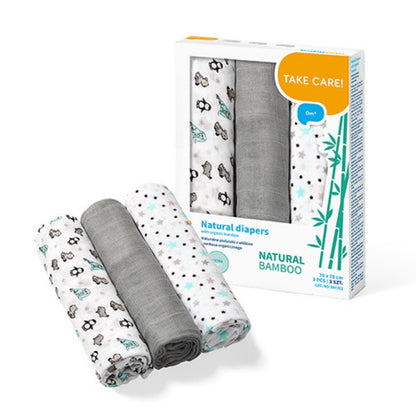 Babyono Pack 3 muselinas Basic bambú organico 70x70 cm