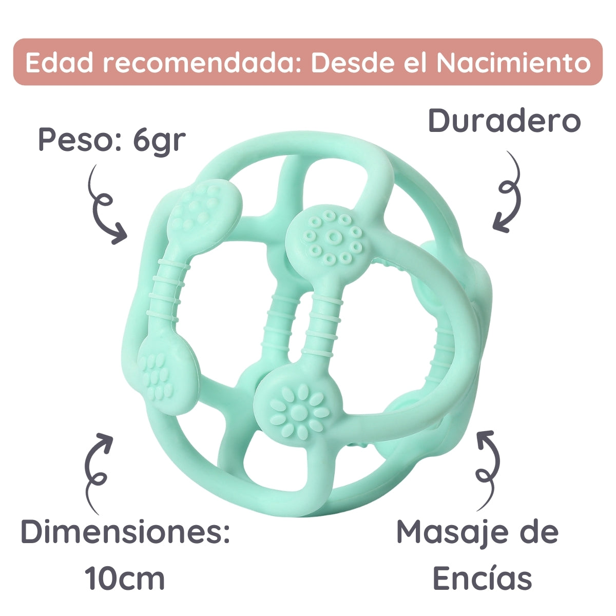 Babyono Mordedor de silicona pelota ergonomica