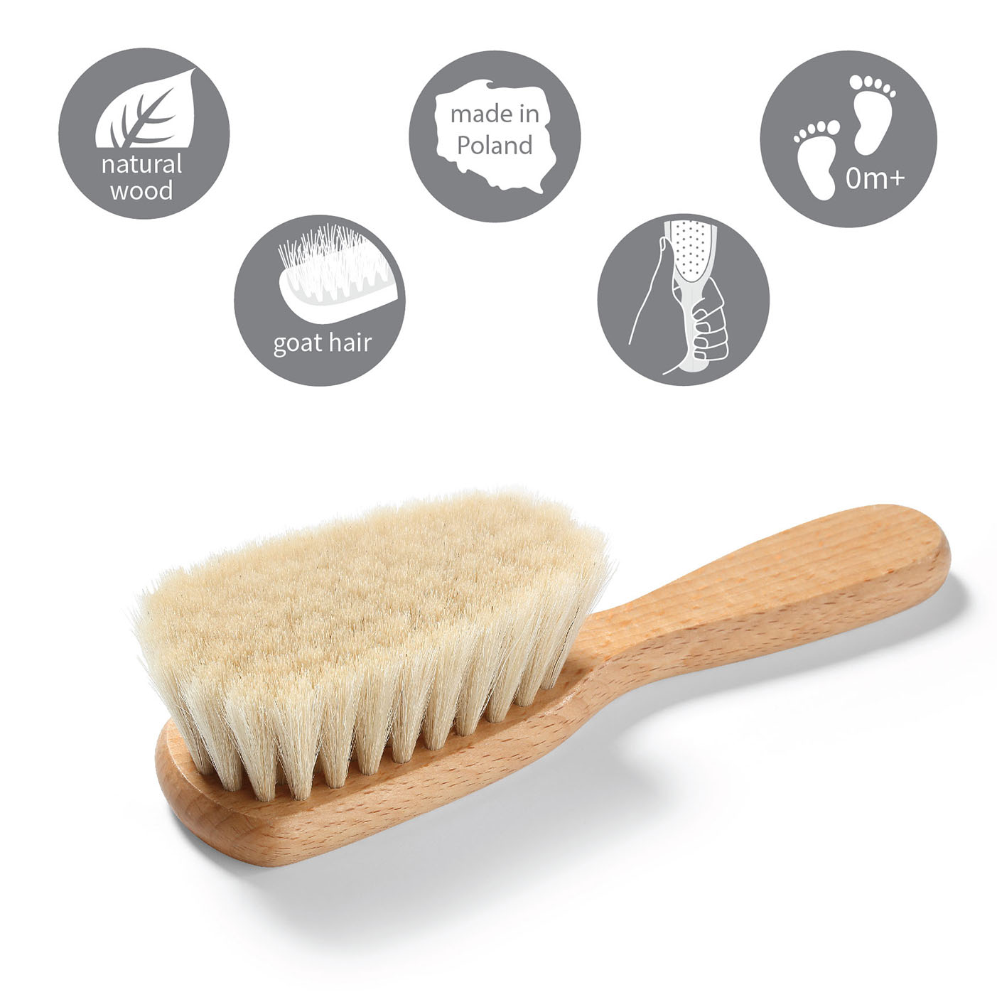 Babyono Peine para bebé Wood con cedras natuales extra suaves