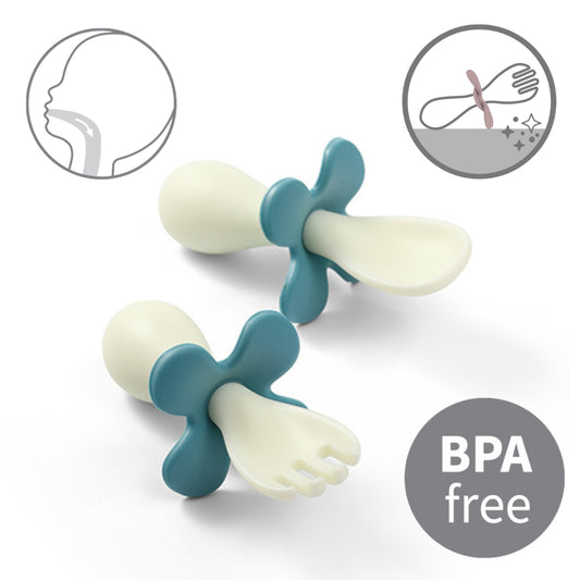 Babyono Set de cubiertos ergonomicos para bebé con estuche