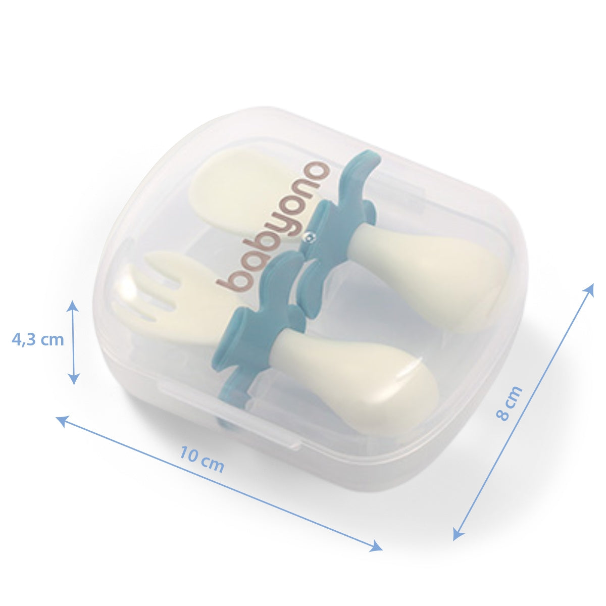 Babyono Set de cubiertos ergonomicos para bebé con estuche