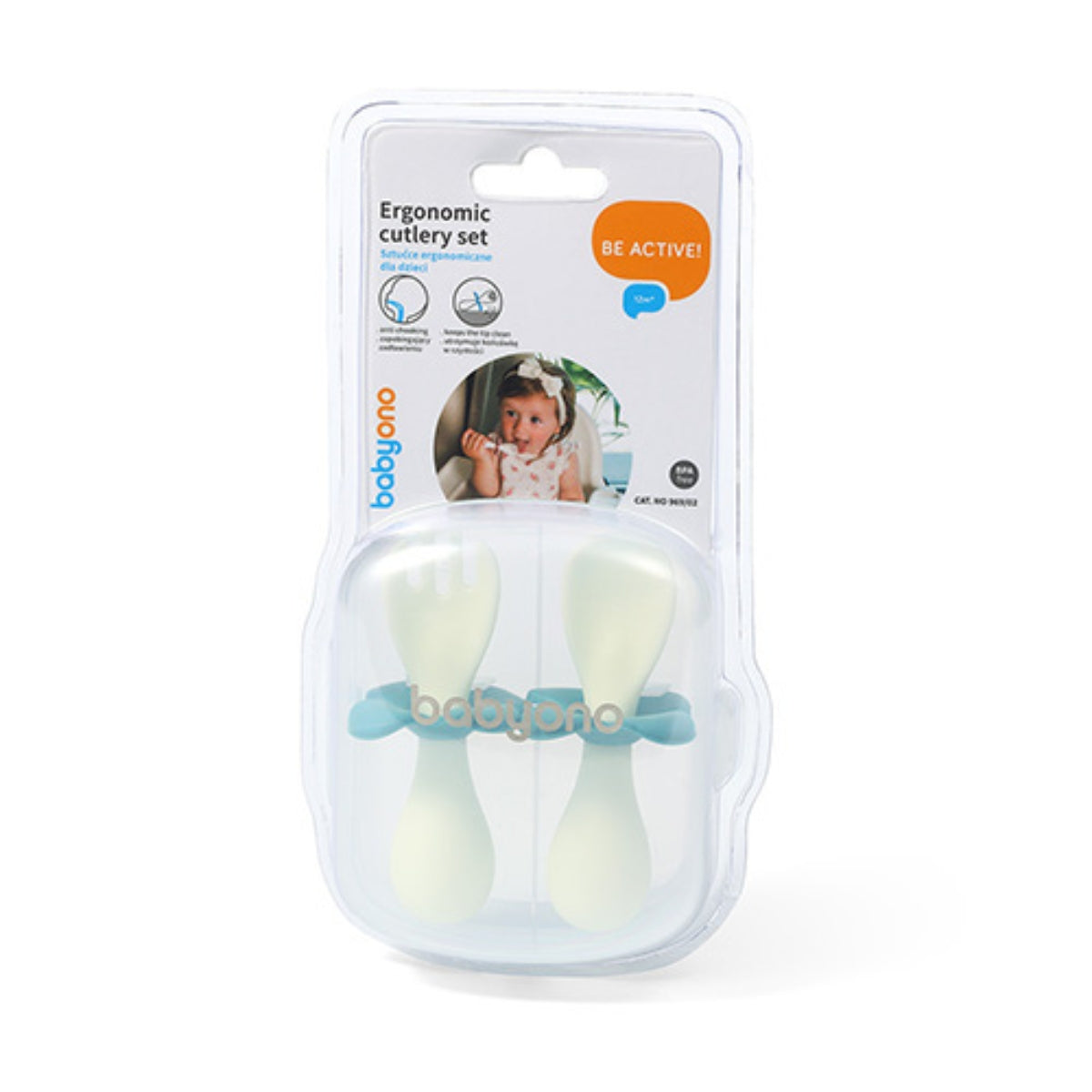 Babyono Set de cubiertos ergonomicos para bebé con estuche