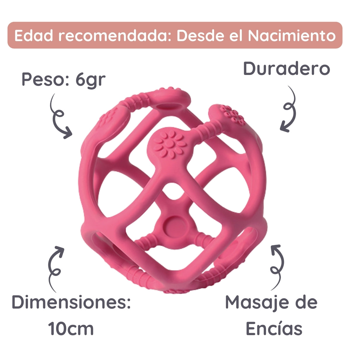 Babyono Mordedor de silicona pelota ergonomica