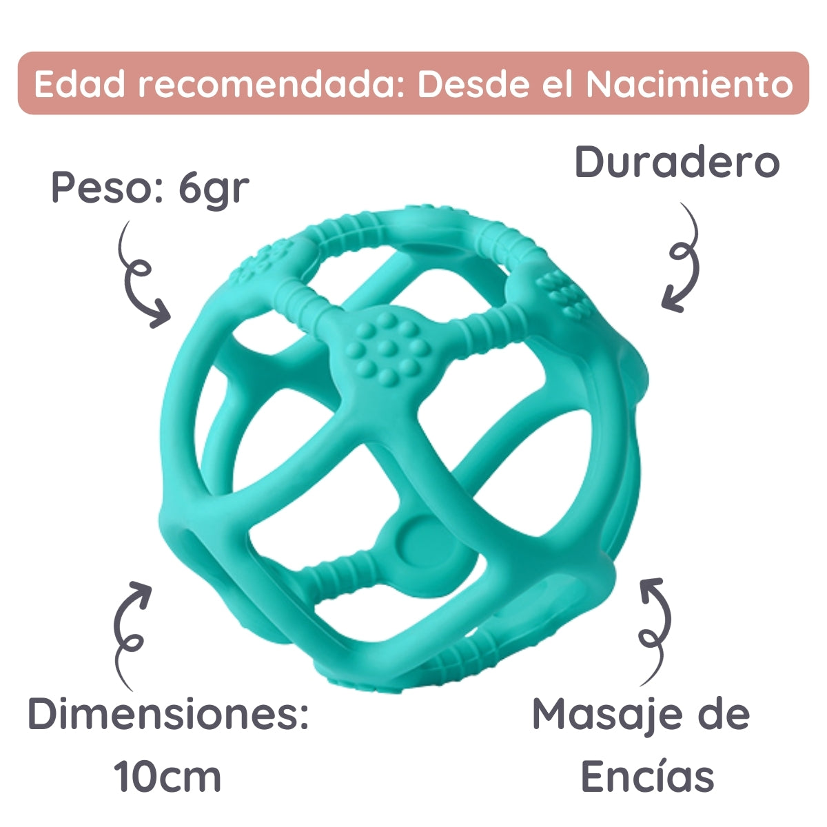 Babyono Mordedor de silicona pelota ergonomica