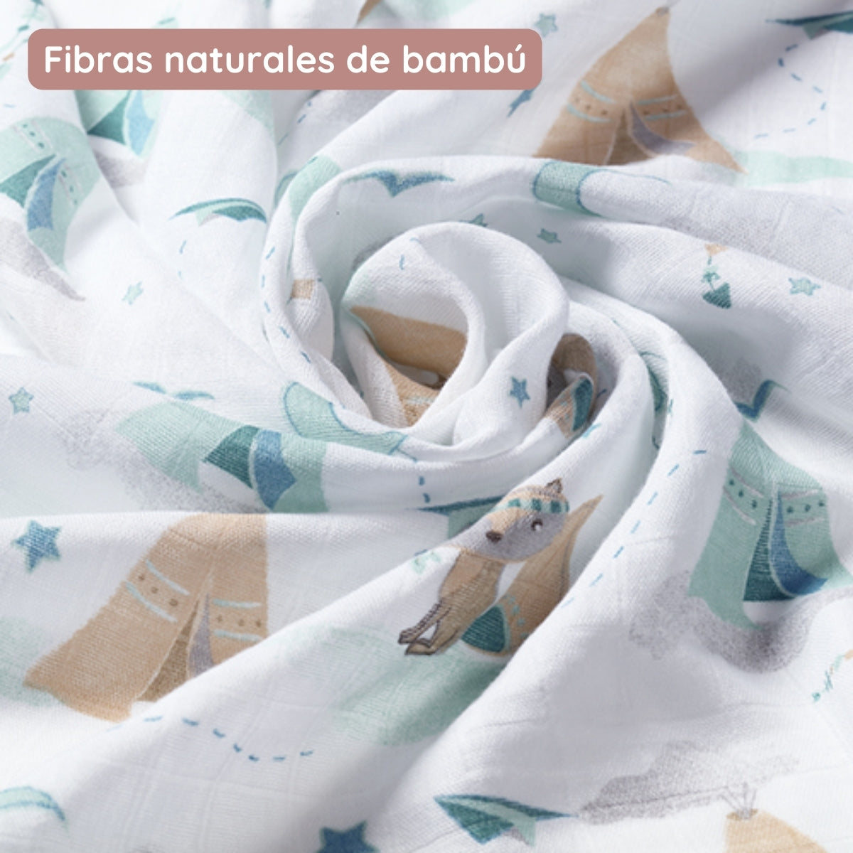 Babyono Pack 3 muselinas Natural bambú organico 70x70 cm